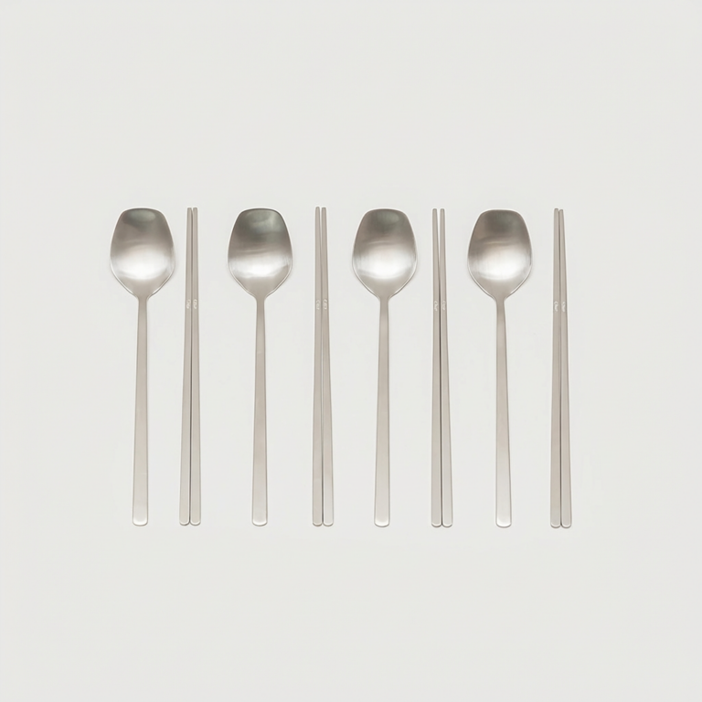 메종오브제 딜라잇 샤틴 실버 수저세트, 디너 스푼, 4P + 젓가락, 4P