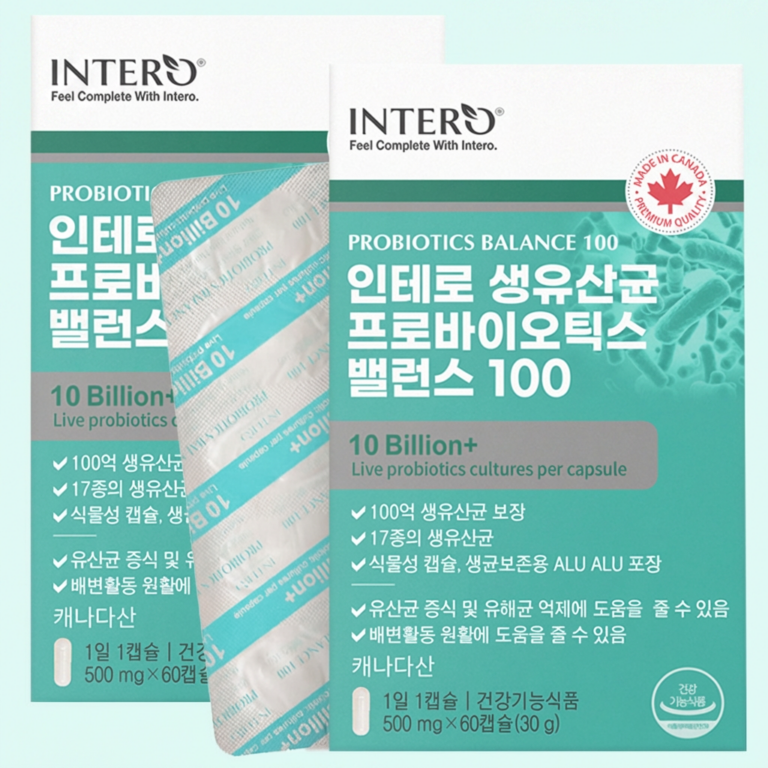 인테로 생유산균 프로바이오틱스 밸런스 100, 500mg, 60캡슐, 2박스