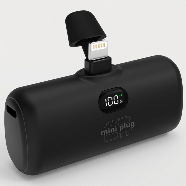 미니플러그 도킹형 미니 보조배터리 EB612, 5000mAh, 8핀, 블랙, 1개