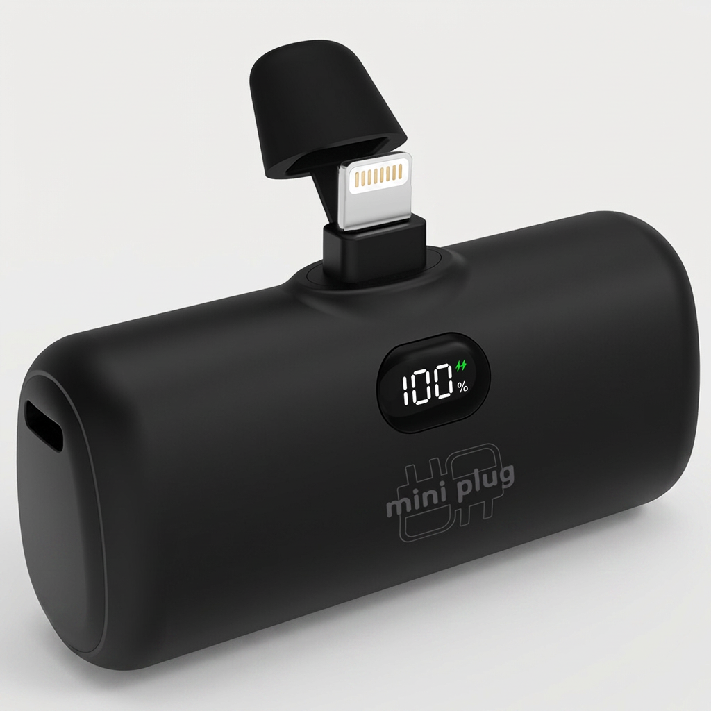 미니플러그 도킹형 미니 보조배터리 EB612, 5000mAh, 8핀, 블랙, 1개