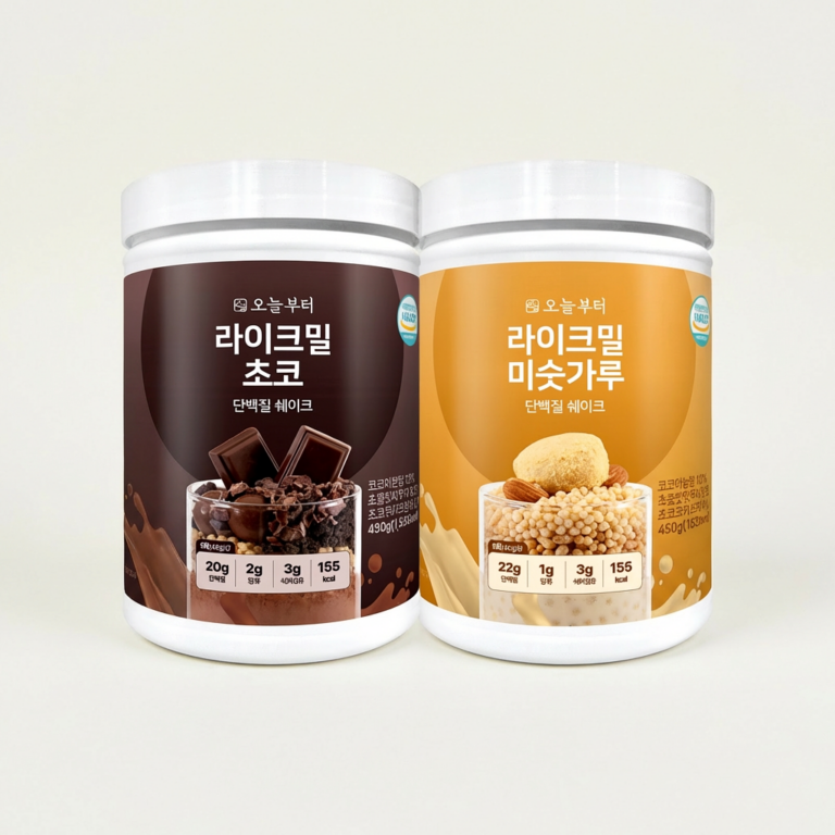 오늘부터 라이크밀 단백질 쉐이크, 초코맛 450g 1개 + 미숫가루맛 450g 1개, 2개