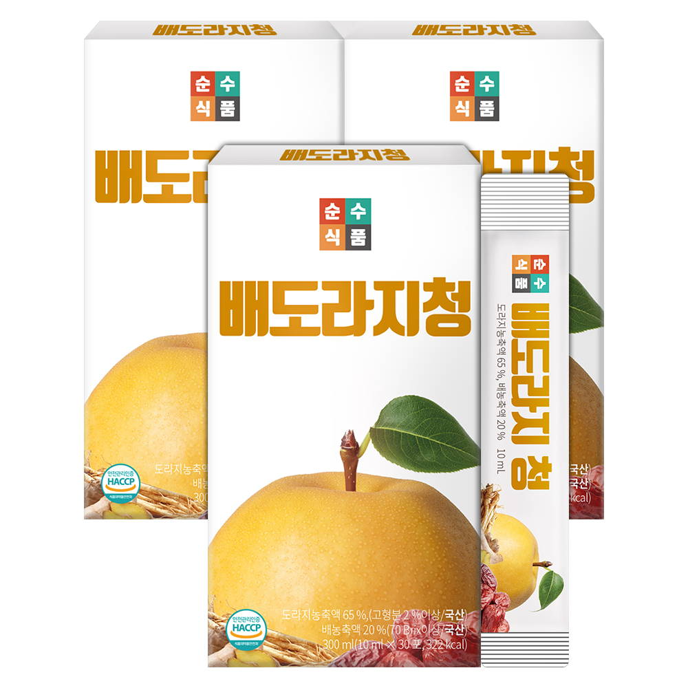 순수식품 배도라지청 스틱, 10ml, 30포, 3박스