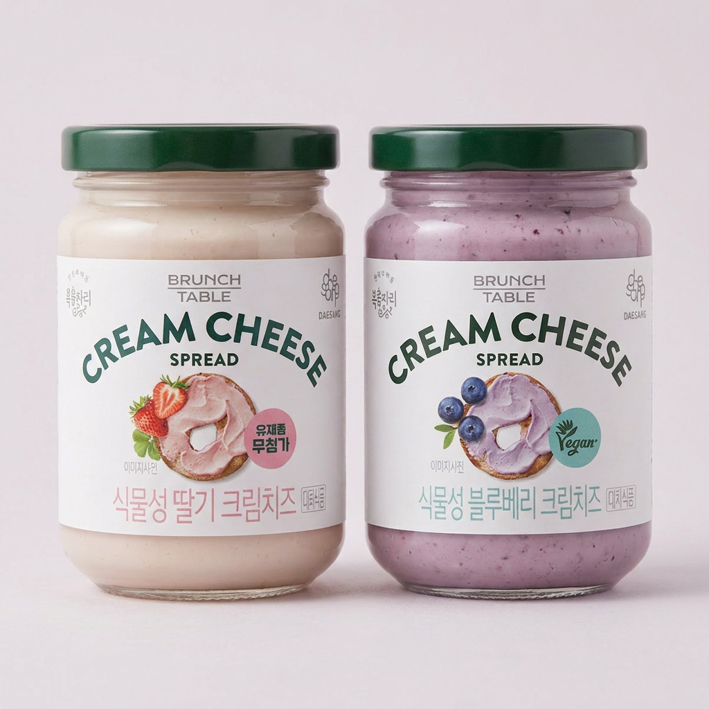 복음자리 식물성 크림치즈, 딸기 190g 1개 + 블루베리 190g 1개, 2개