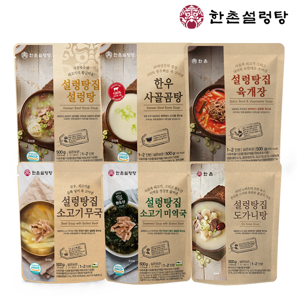 한촌설렁탕 국물 6종 세트, 500g, 6개, 1세트