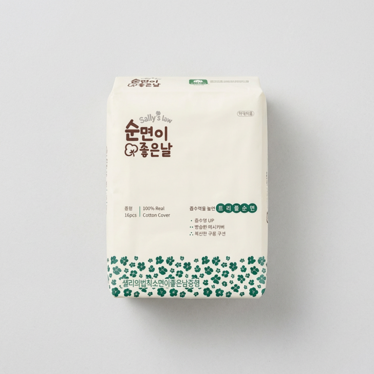샐리의법칙 트리플 순면이좋은날 생리대, 중형, 16매, 5팩