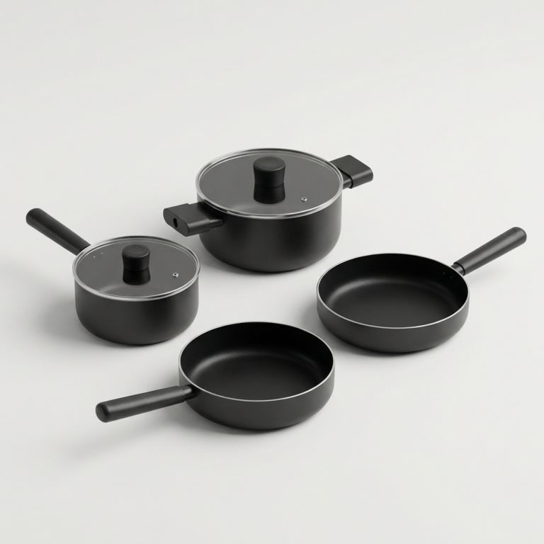 모누아 멀티팬 냄비 블랙 4종 세트, 편수냄비 18cm + 양수냄비 20cm + 멀티팬 24cm + 멀티팬 26cm, 1세트