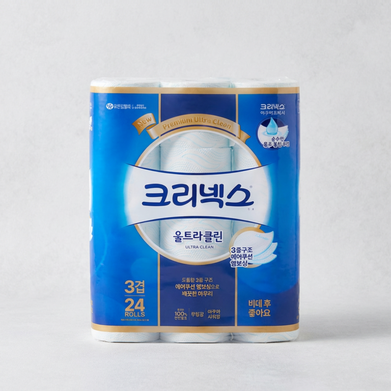 크리넥스 울트라클린, 3겹, 25m, 24롤, 2팩