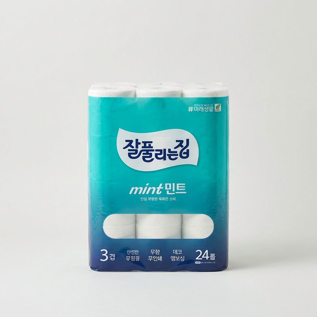 잘풀리는집 민트 3겹 화장지, 24롤, 27m, 3팩