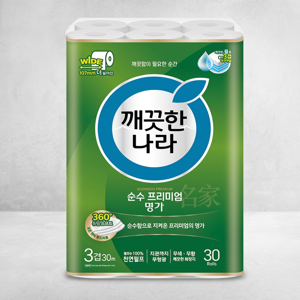깨끗한나라 순수 프리미엄 명가, 3겹, 30m, 30롤, 1개