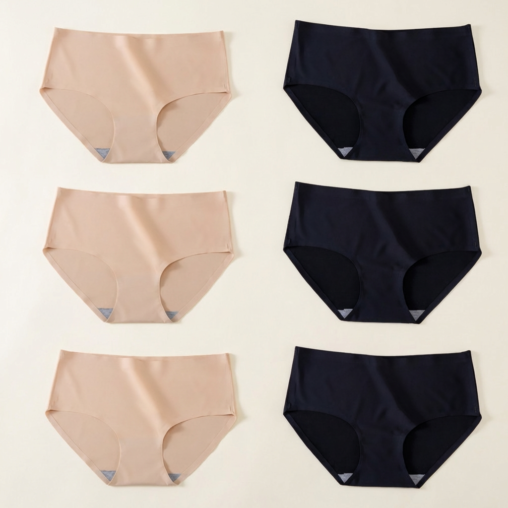 심리스 팬티 심플 무봉제 라인, 2XL, 스킨 3개 + 블랙 3개, 6개