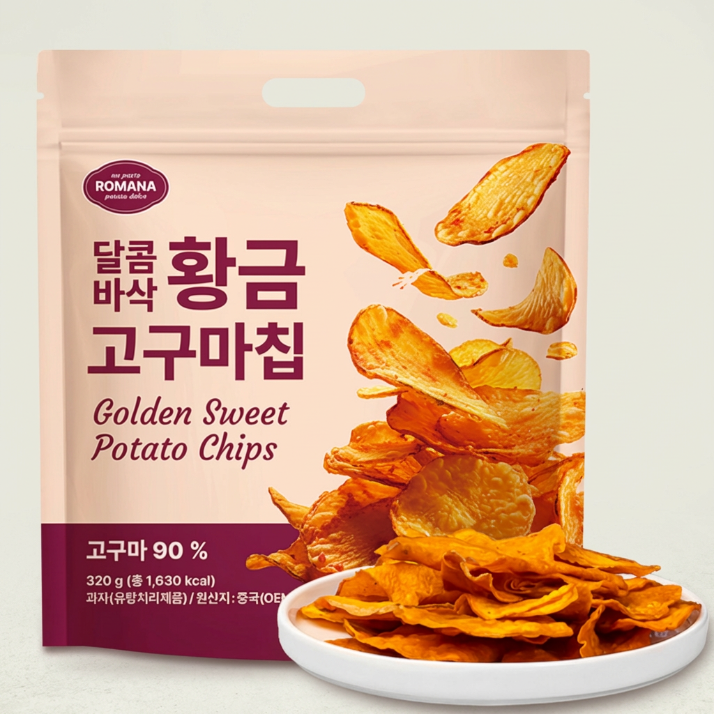 로마나 달콤바삭 황금 고구마칩, 320g, 6개
