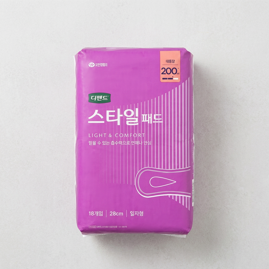 디펜드 스타일 패드, 대용량, 18매입, 4팩