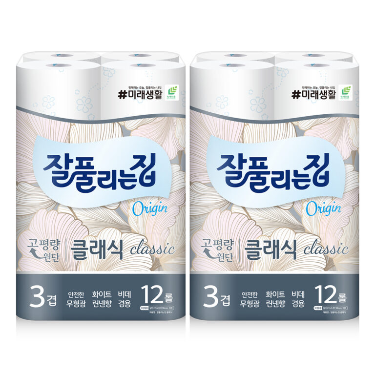 잘풀리는집 클래식 화장지, 3겹, 27m, 12롤, 2팩