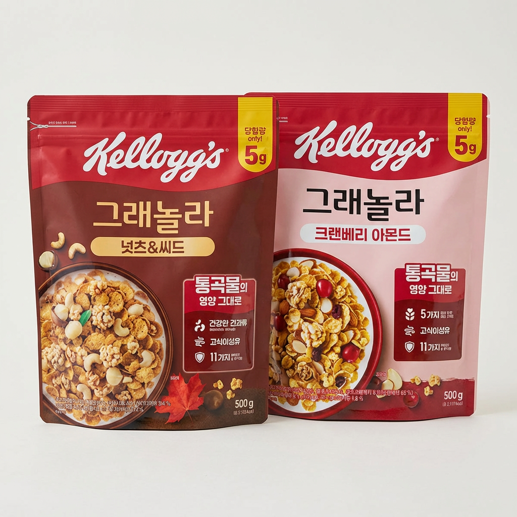 켈로그 크렌베리 아몬드 그래놀라 500g + 넛츠 앤 씨드 그래놀라 500g, 1세트
