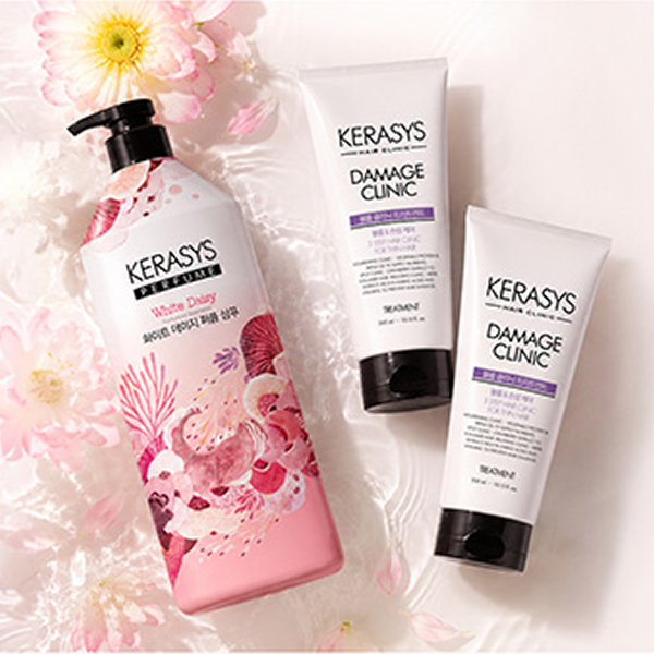 케라시스 화이트 데이지 퍼퓸 샴푸, 1L, 1개 + 볼륨 클리닉 트리트먼트, 300ml, 2개