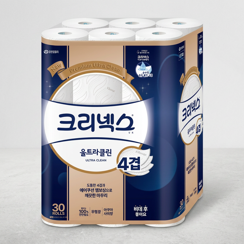 크리넥스 4겹 울트라클린 화장지, 30롤, 25m, 1팩