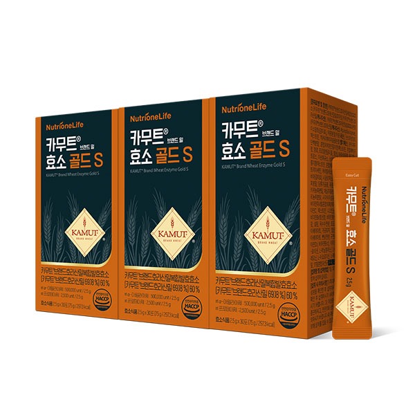 뉴트리원 카무트 브랜드 밀 효소 골드 S, 30포, 3개
