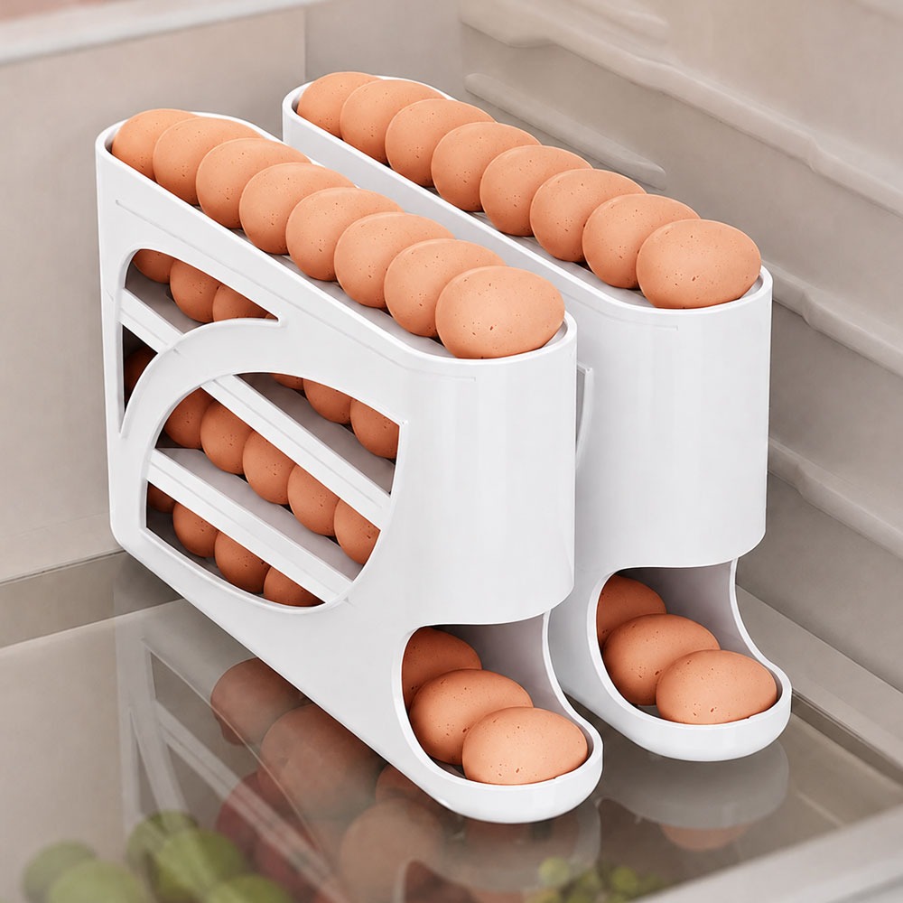 에그로드 자동롤링 계란정리함, 화이트, 2개