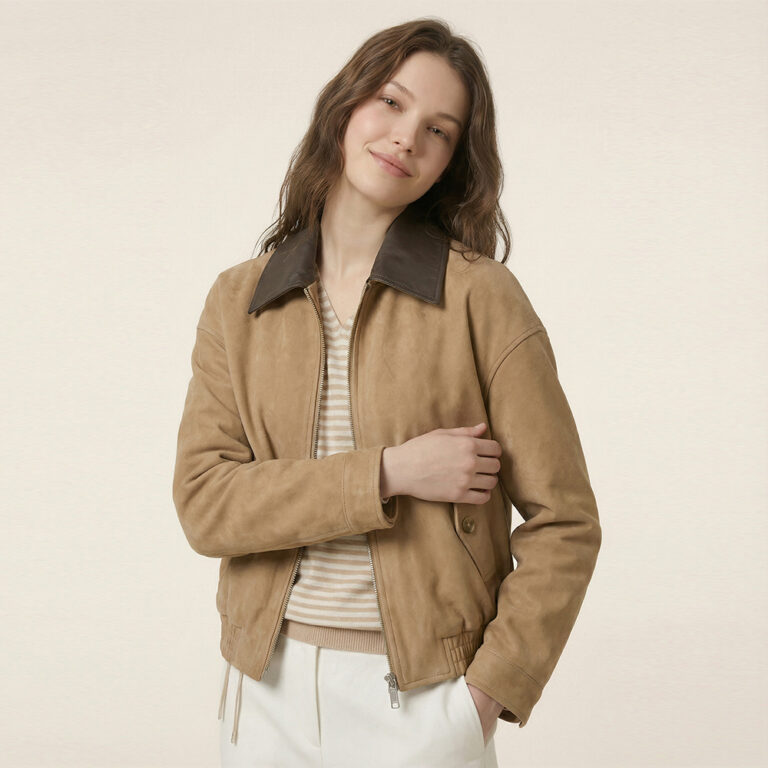 카시바디 FAUX 레더 배색 카라 점퍼, 블랙, 55, 1장