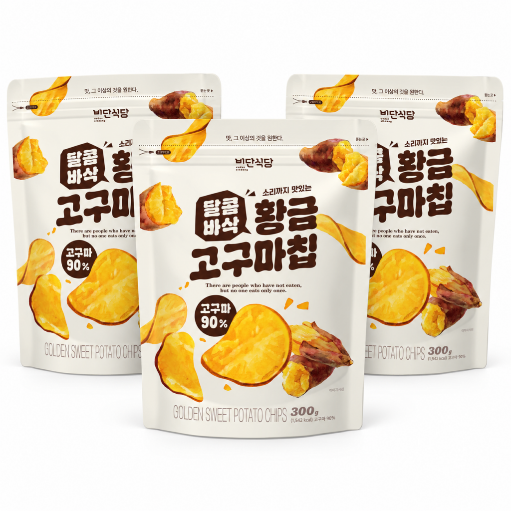 비단식당 달콤바삭 황금고구마칩, 300g, 3개