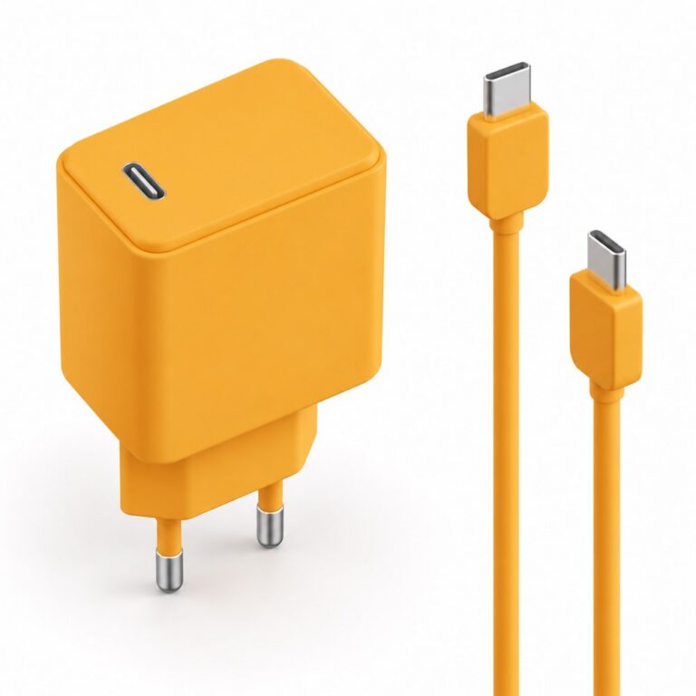 Nucle 팅글탱글 PD 20W 고속 충전기 + 60W C to C 초고속 케이블, 오렌지, 1m, 1세트