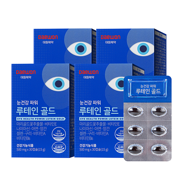 대원제약 눈건강 파워 루테인 골드, 500mg, 30캡슐, 4개