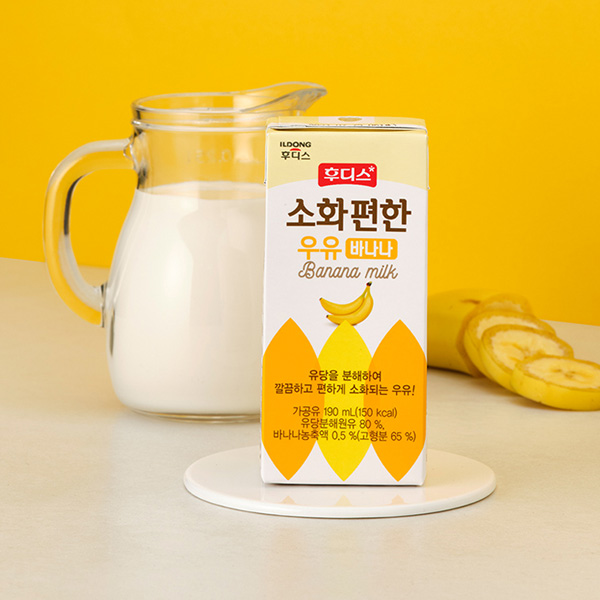 후디스 소화편한 우유 바나나, 190ml, 24개