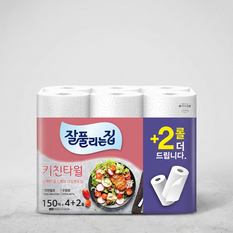 잘풀리는집 천연펄프 키친타올, 150매, 6롤, 6팩