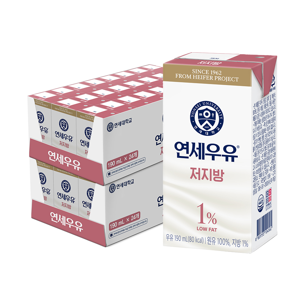 연세우유 저지방 우유, 190ml, 48개