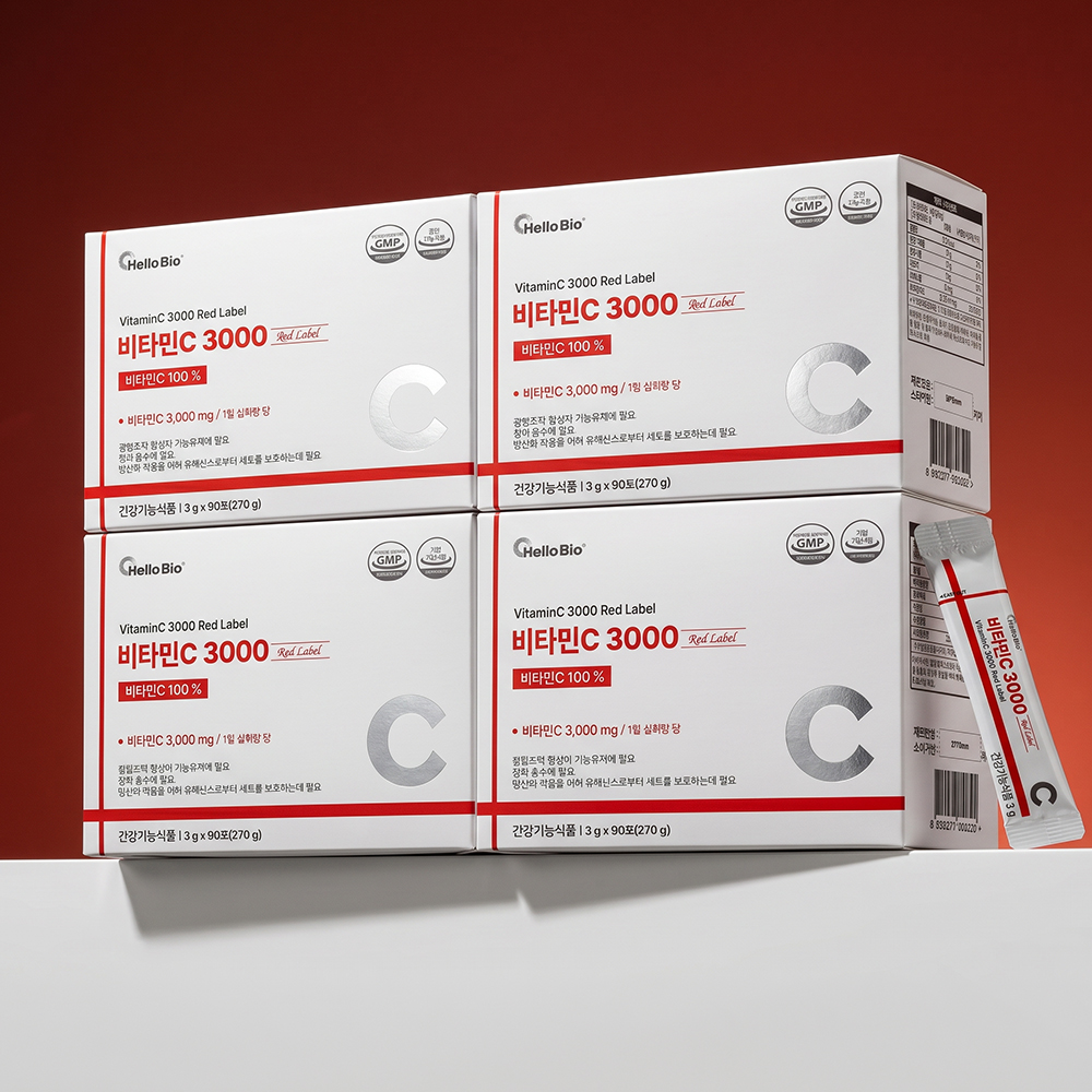 헬로바이오 비타민C 3000 레드라벨, 3g, 90포, 4박스