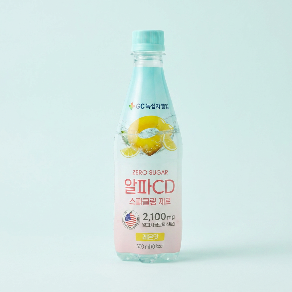 GC녹십자웰빙 알파CD 스파클링 제로, 레몬맛, 500ml, 24개