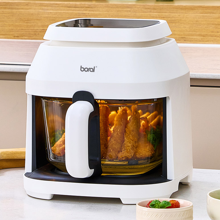 보랄 글라스 에어프라이어 BR-D600AF, 5L, 360도, 터치형, 8가지 자동요리, 화이트, 1개