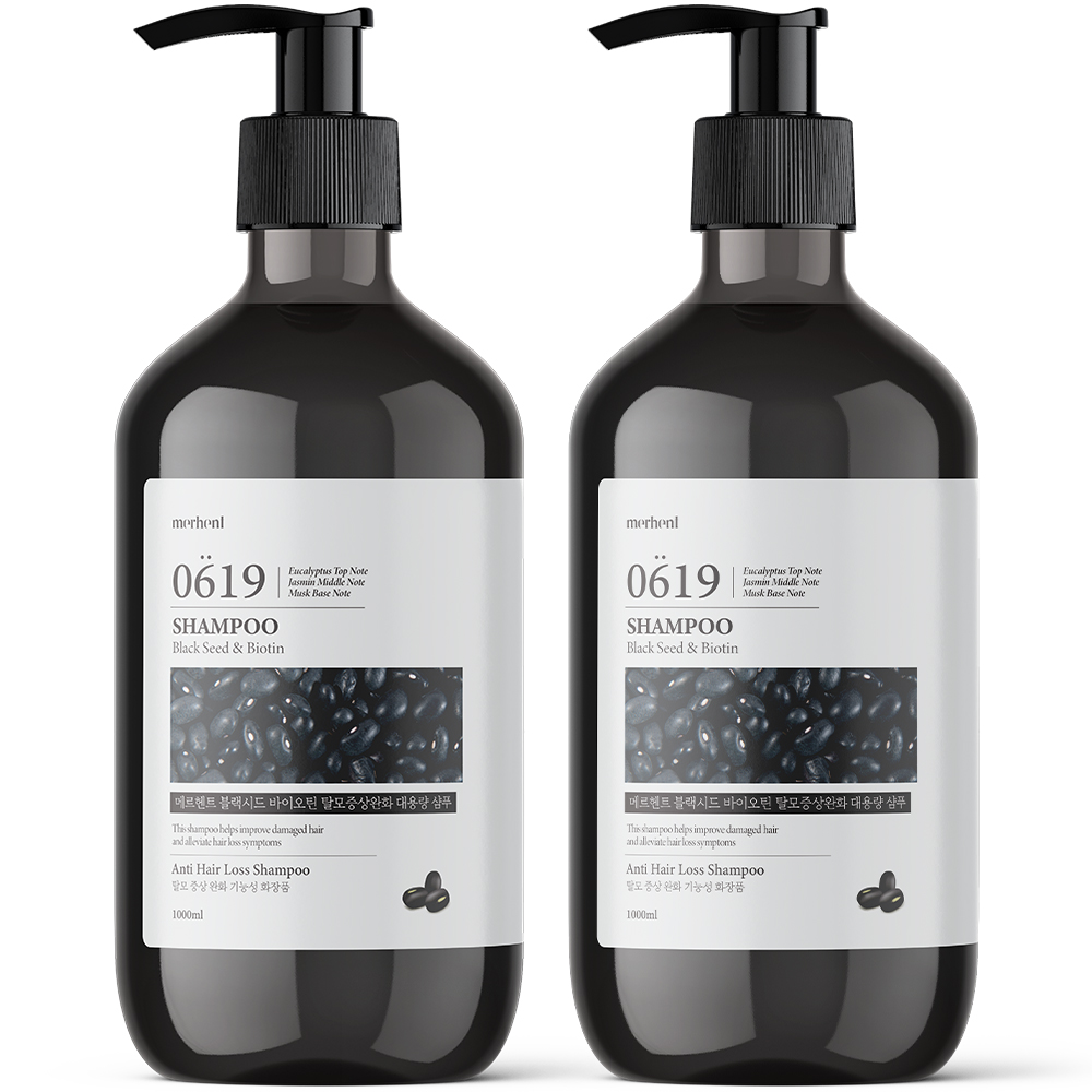 메르헨트 블랙시드 바이오틴 탈모증상완화 샴푸, 1000ml, 1+1 구성, 총 2개