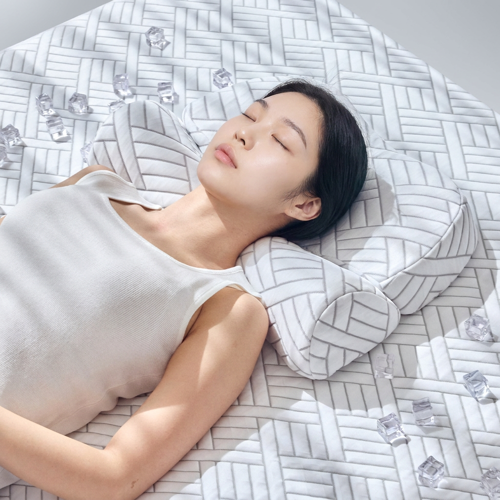 리브맘 듀라쿨 메모리폼 아이스쿨링 냉감 바른자세 경추베개, 아쿠아, W46/50xL22/14xH7/10cm, 1개
