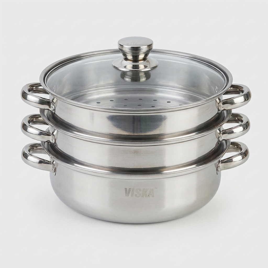 비스카 마이키친 스테인레스 스틸3단 찜전골냄비 28cm VK-MG300S, 1개