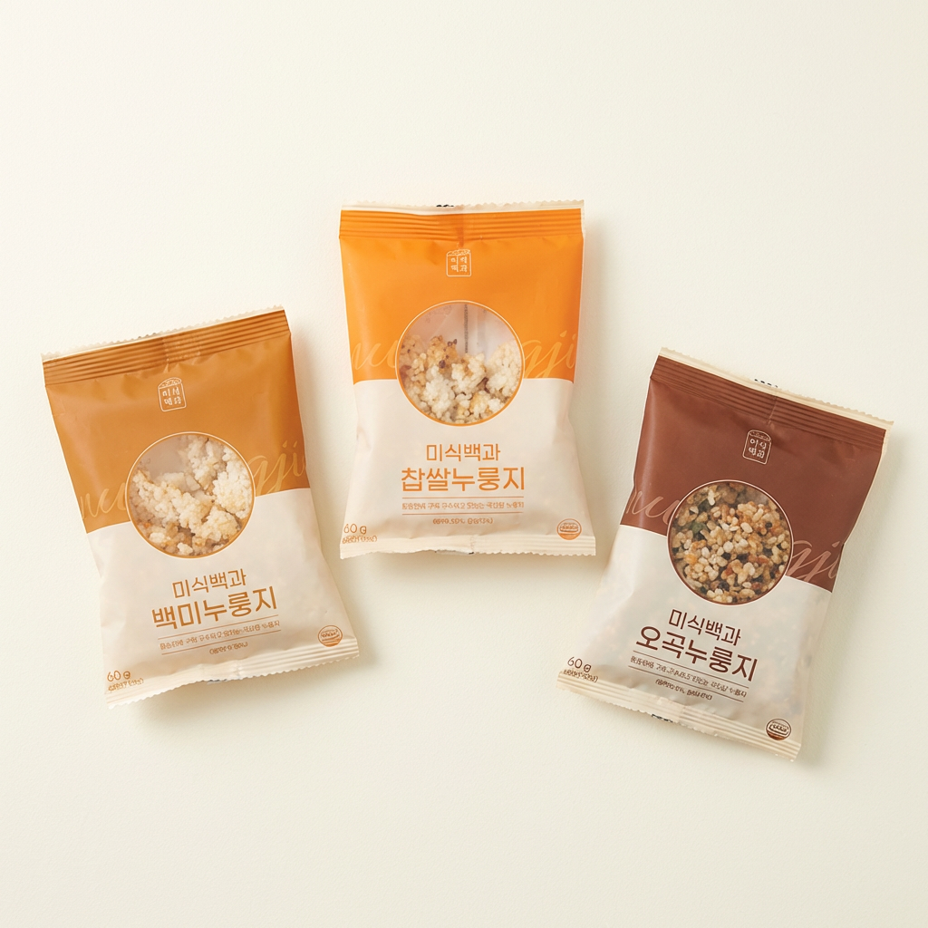 미식백과 누룽지, 백미 50g 10개 + 찹쌀 50g 10개 + 오곡 50g 10개, 30개