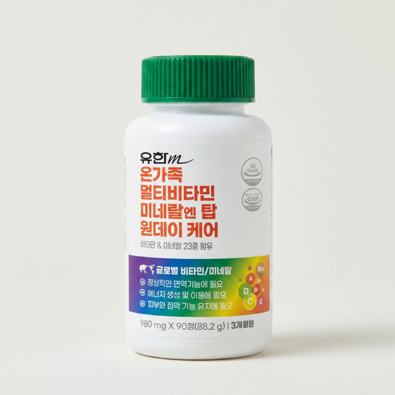 유한메디카 온가족 멀티비타민 미네랄 엔 탑 원데이 케어, 90정, 2개