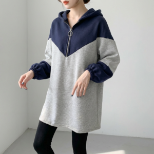 여성 캐주얼 데일리 반집업 후드 원피스 GW0966, 원컬러, FREE, 1개