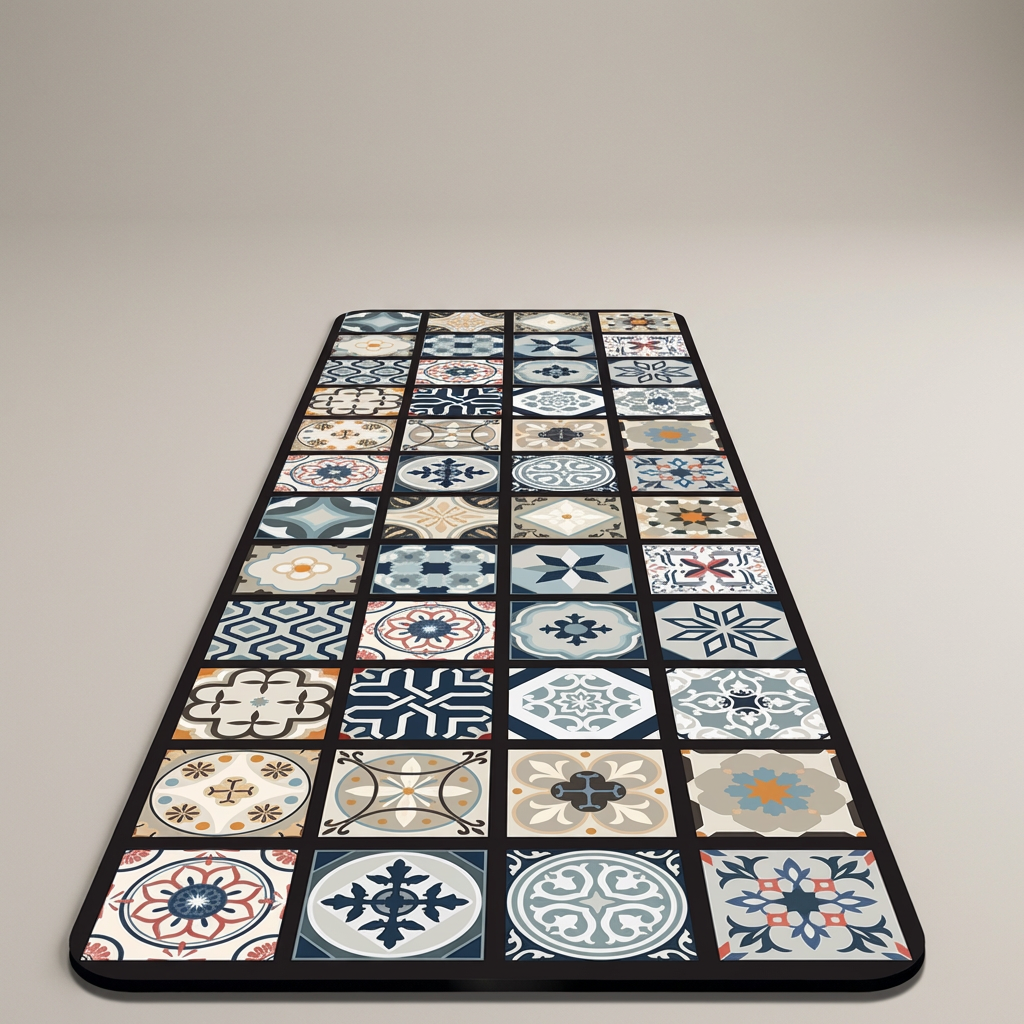 북유럽 심플타일 발매트, 블랙, 150x50cm, 2개