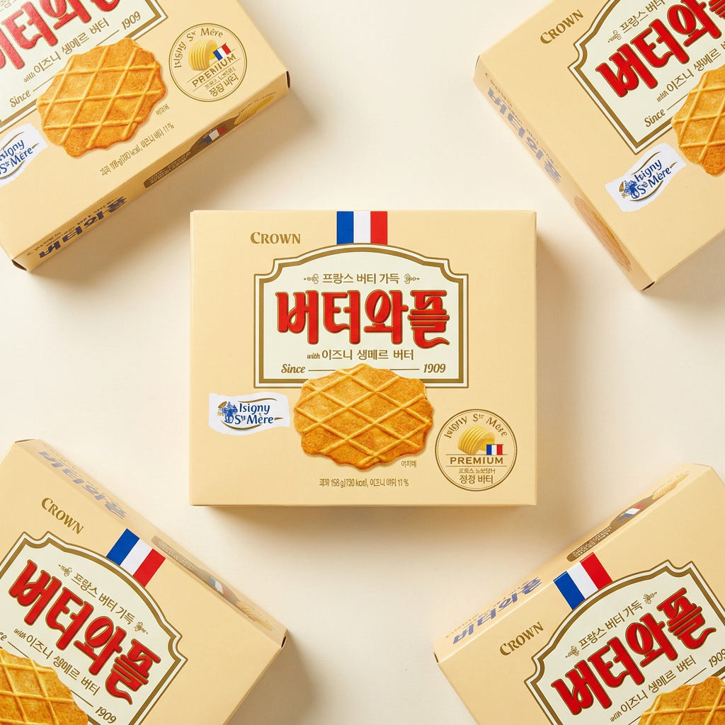 크라운 버터와플 with 이즈니 생메르 버터, 158g, 3개