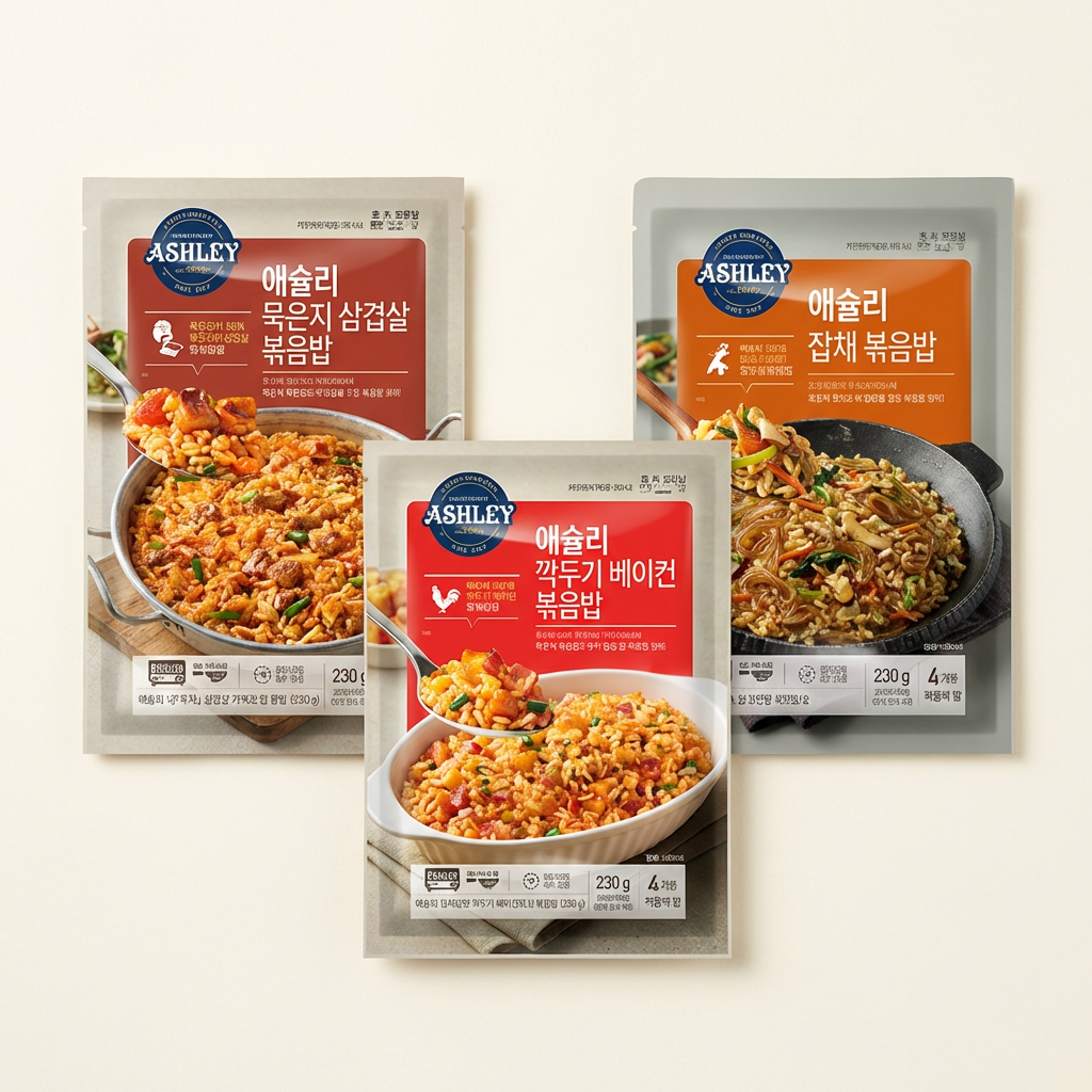 애슐리 볶음밥, 깍두기 베이컨 230g 4봉 + 묵은지 삼겹살 230g 4봉 + 잡채 230g 4봉, 12봉