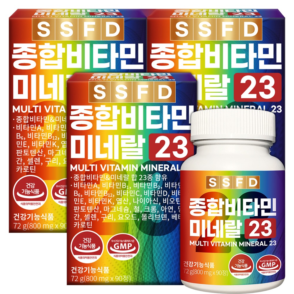 순수식품 종합 멀티 비타민 미네랄 23종 9개월분, 90정, 3박스