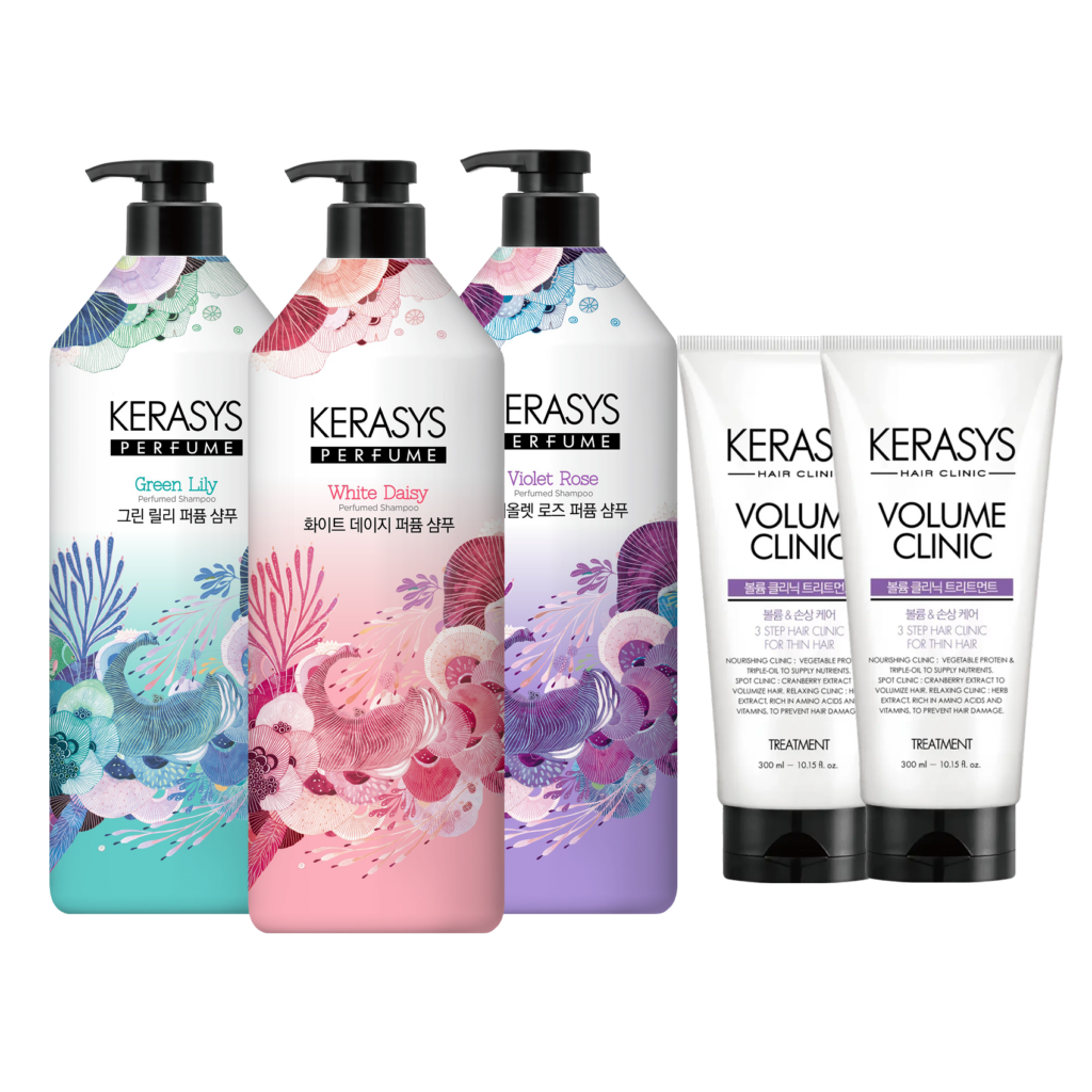 케라시스 퍼퓸 샴푸, 그린릴리, 1L, 3개 + 트리트먼트, 300ml, 2개