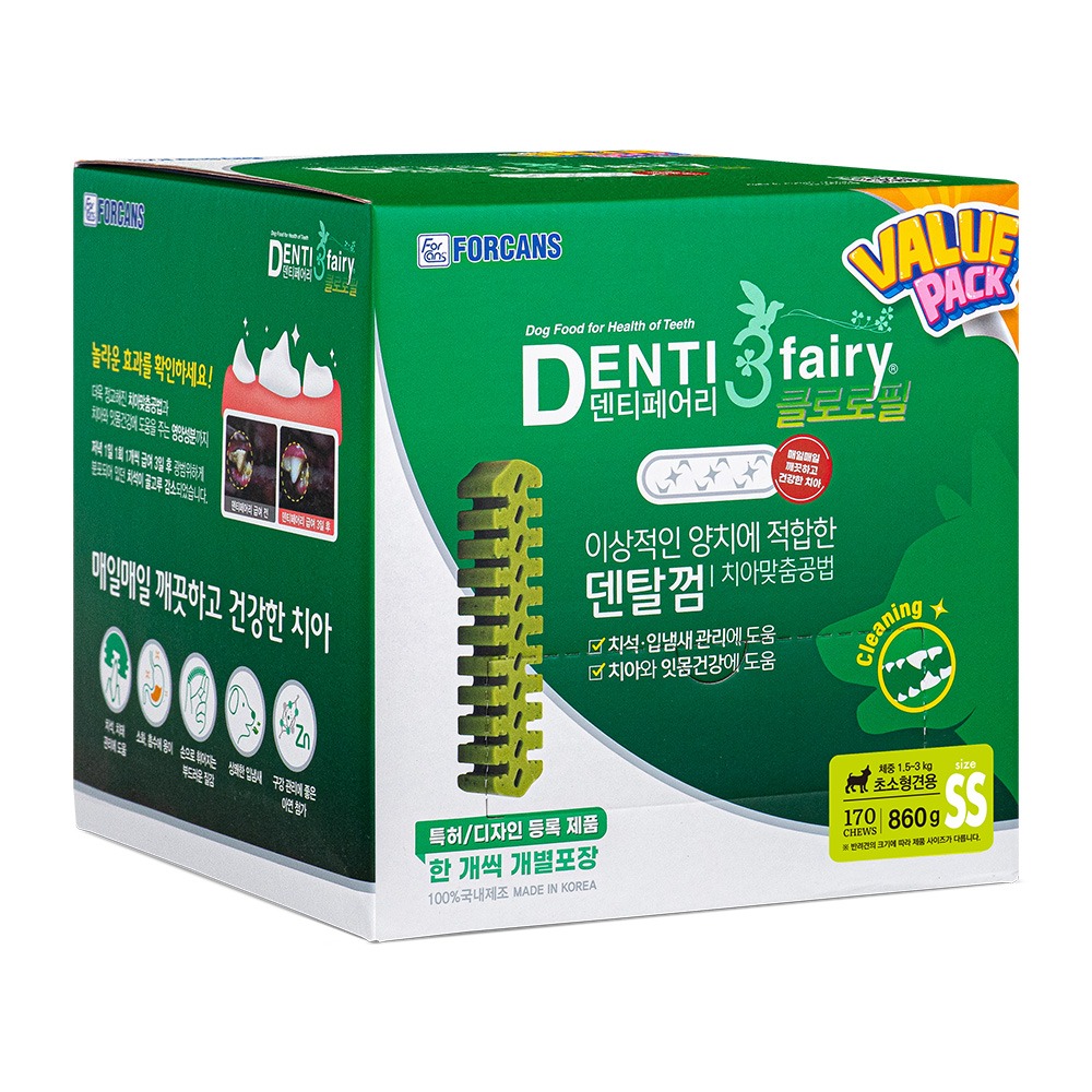 포켄스 덴티페어리 클로로필 강아지 덴탈껌, SS, 170개입, 860g, 1개