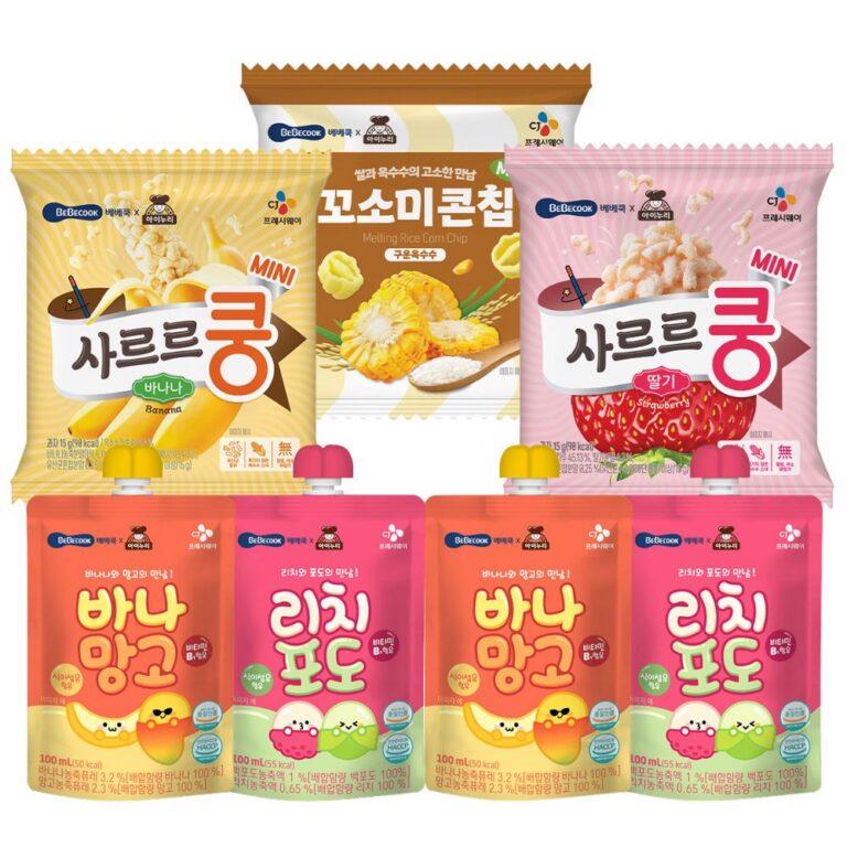 베베쿡 사르르쿵 미니, 바나나, 딸기, 구운옥수수 + 아이누리 베베쿡, 리치포도, 망고, 1세트